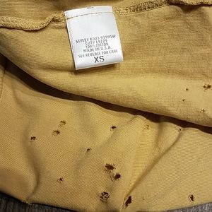 Emma & Sam Mustard T-Shirt Tee XS Cotton Distressed